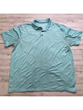 Tommy Bahama Polo Shirt Mens XLT Green Island Zone Tropical Palm Print